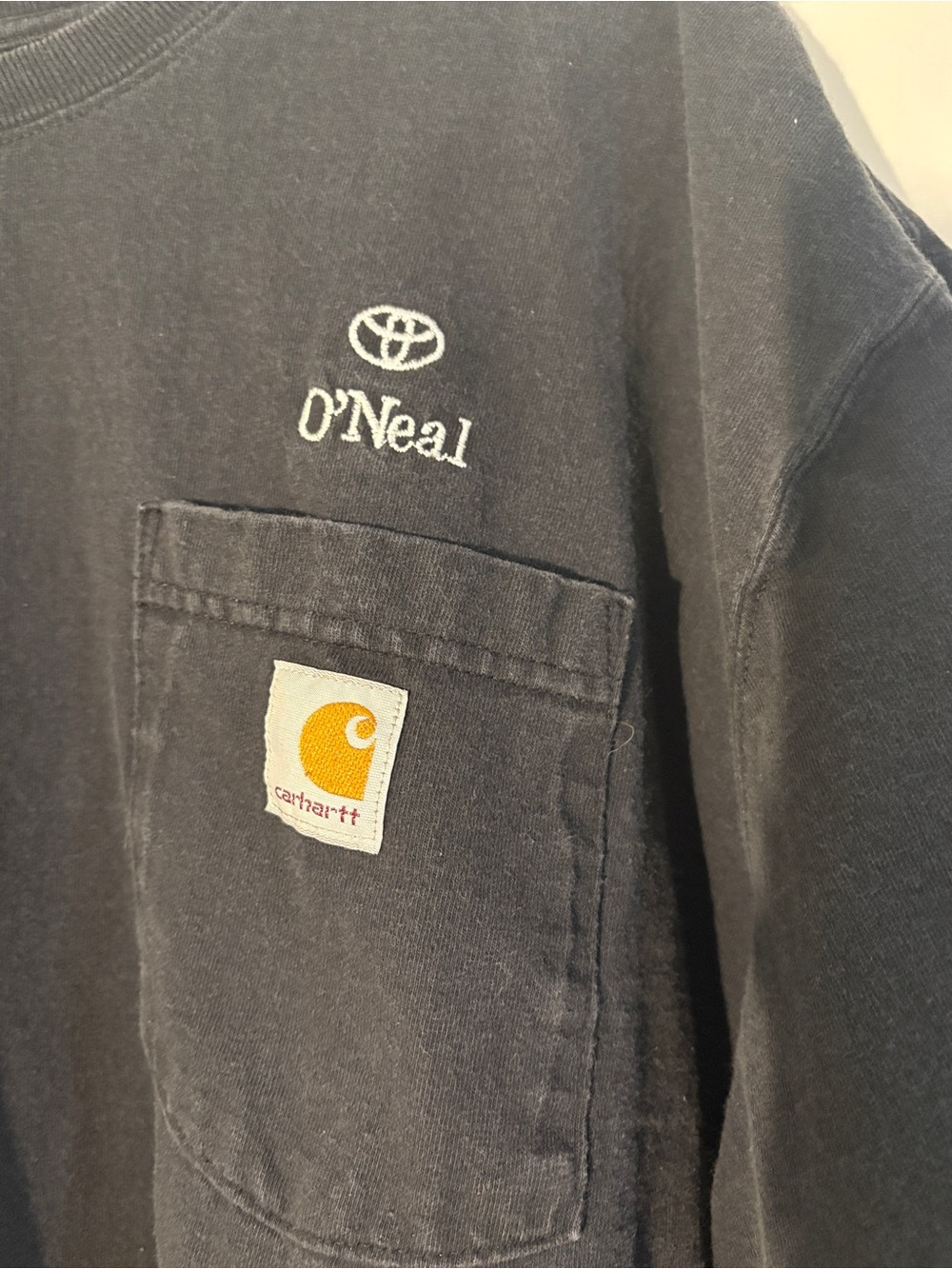 Carhartt 2XL Tall K87 Black Pocket T-Shirt Toyota O'Neal 100% Cotton Workwear